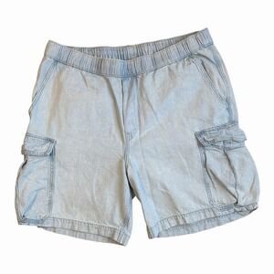 H&M Light Wash‎ Denim Cargo Shorts XL Loose Fit Y2K Skater Streetwear